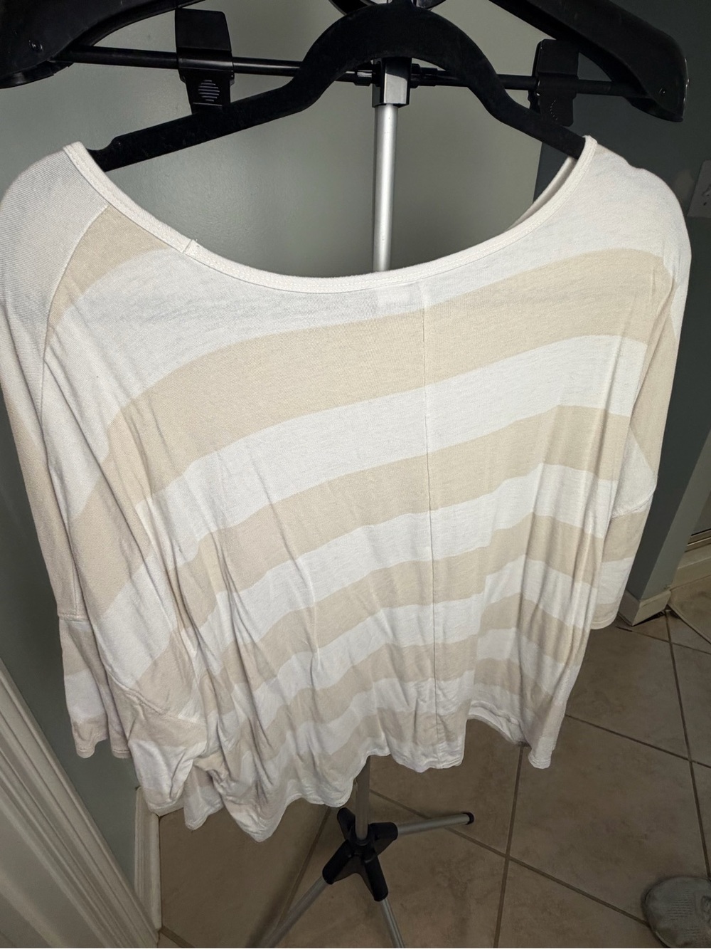 Old Navy Luxe Cream Beige Striped Oversized Dolman Top Size XXL